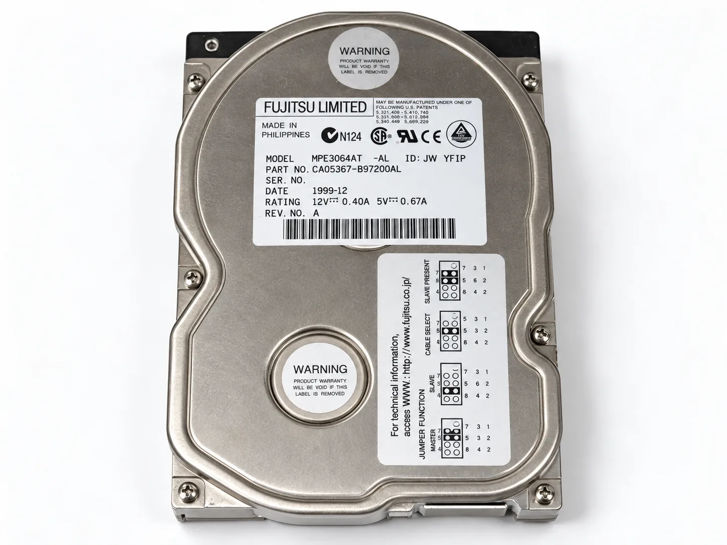 Legacy Fujitsu hard drive prepared for professional data recovery
