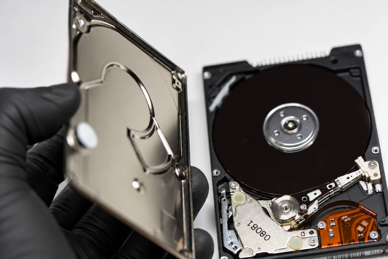 Legacy IBM hard drive prepared for professional recovery in the lab