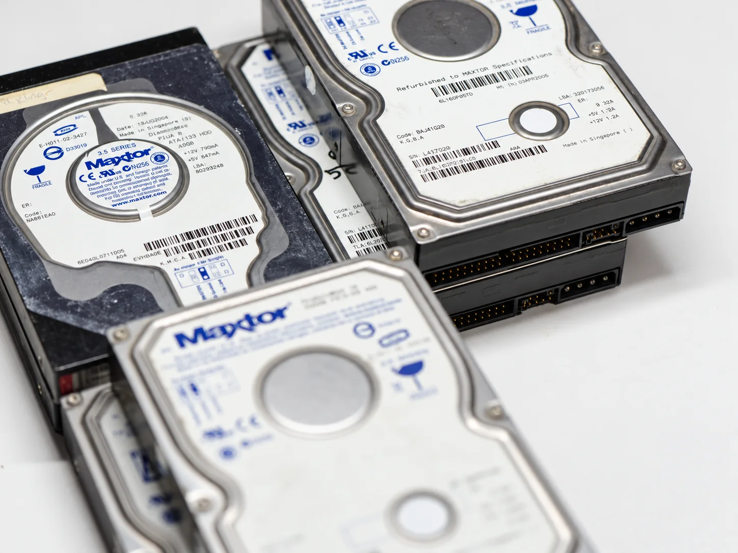 Legacy Maxtor hard drives prepared for professional data recovery