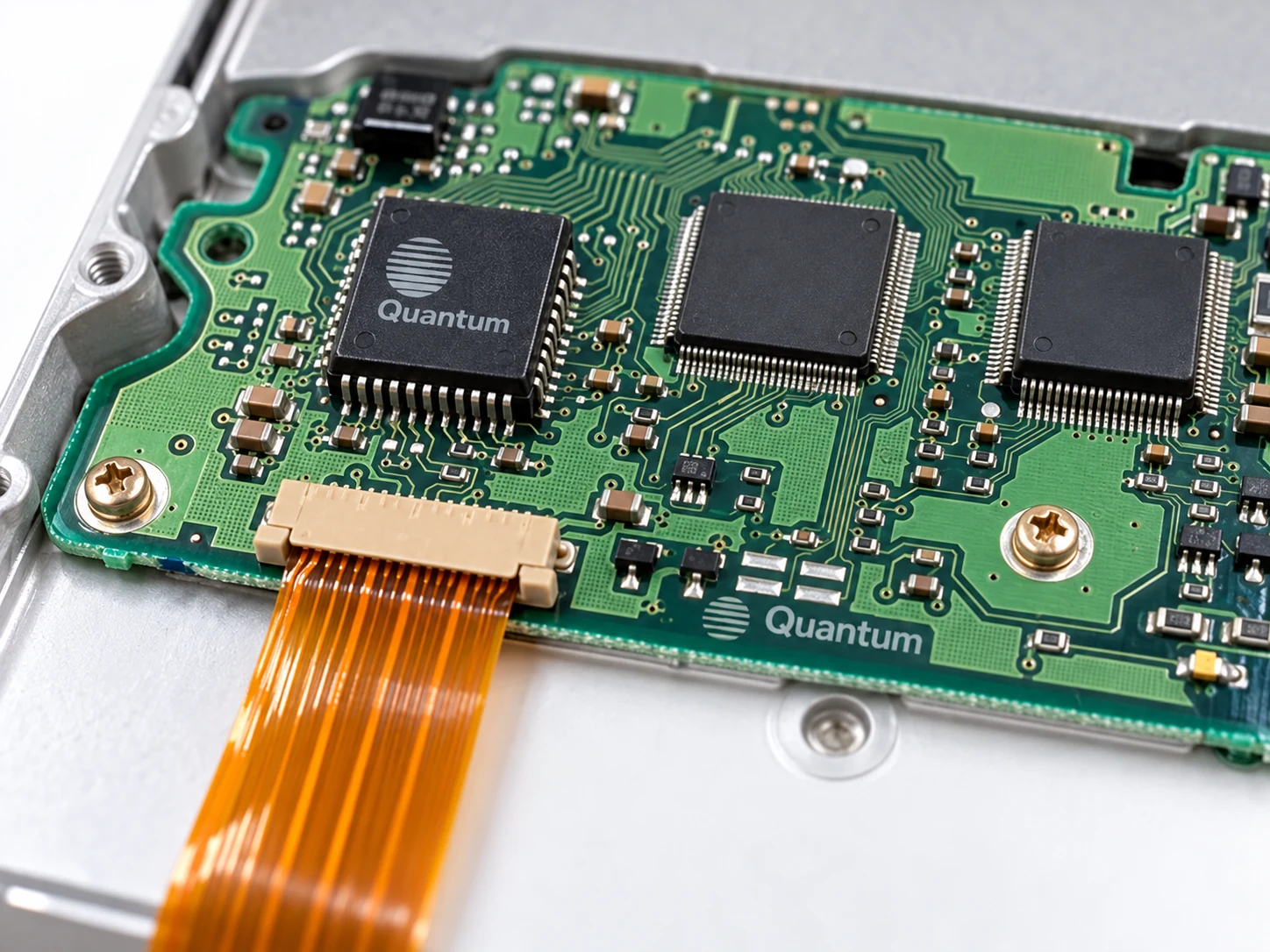 Legacy Quantum hard drive being prepared for professional recovery in the lab