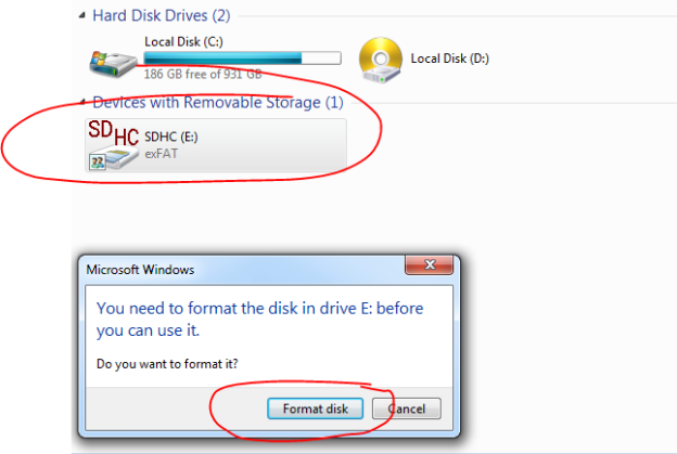 sd card you need to format the disk