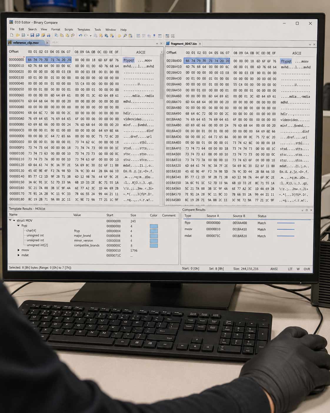 Storage image analysis identifying file signatures and fragmented data extents