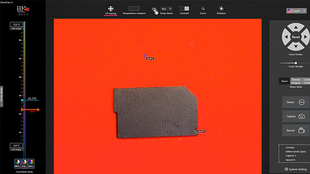 Thermal imaging diagnostics of a failed monolithic SD card during data recovery