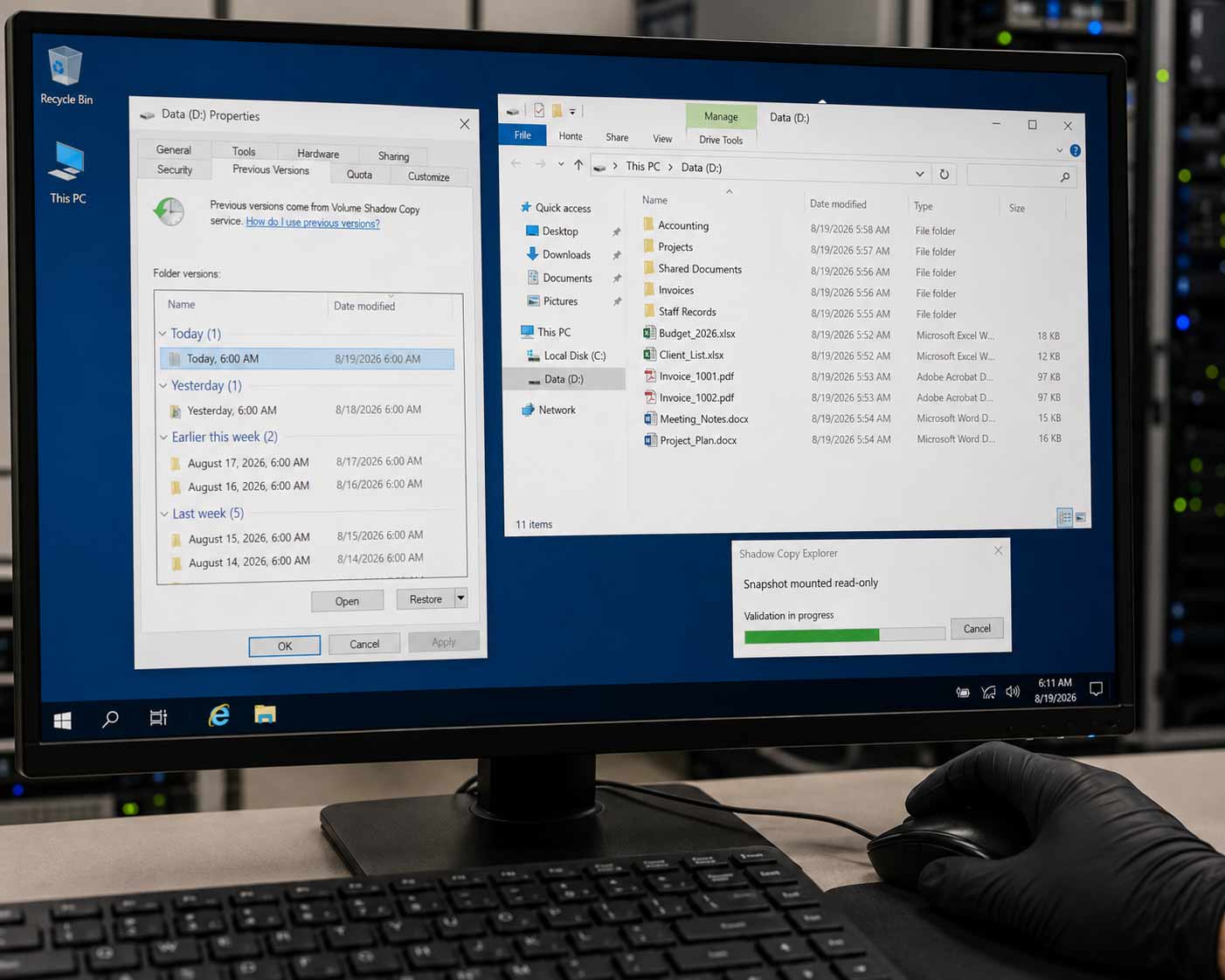 Validation of recovered ransomware data and backup sets