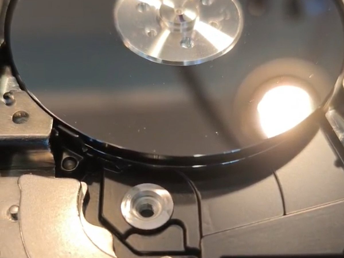 Overview of hard-drive recording surface 2 showing physical media damage